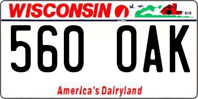 WI license plate 560OAK