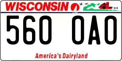 WI license plate 560OAO