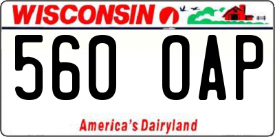 WI license plate 560OAP