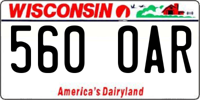 WI license plate 560OAR