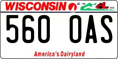 WI license plate 560OAS