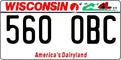 WI license plate 560OBC