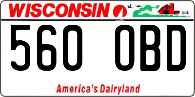 WI license plate 560OBD