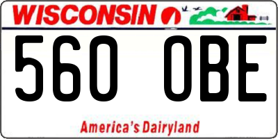 WI license plate 560OBE