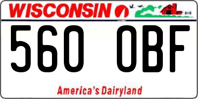 WI license plate 560OBF