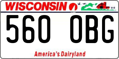 WI license plate 560OBG