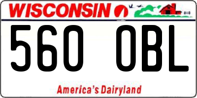 WI license plate 560OBL