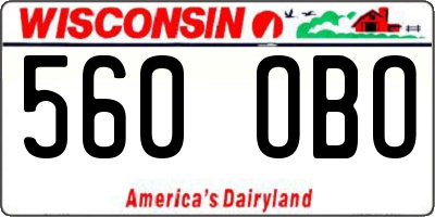 WI license plate 560OBO