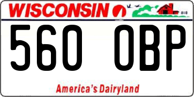 WI license plate 560OBP