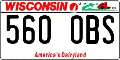 WI license plate 560OBS