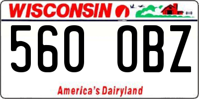WI license plate 560OBZ