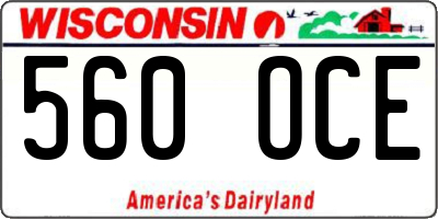 WI license plate 560OCE