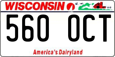 WI license plate 560OCT