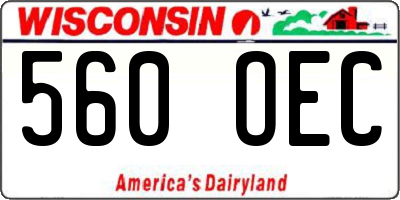 WI license plate 560OEC