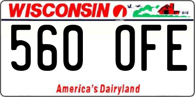WI license plate 560OFE