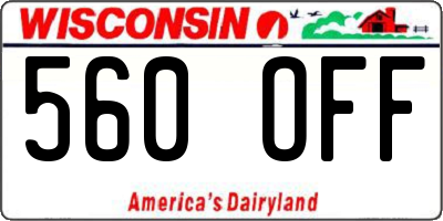 WI license plate 560OFF