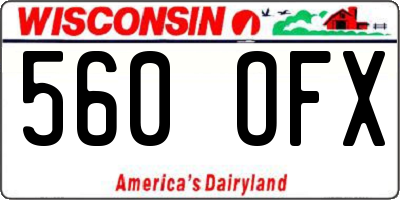 WI license plate 560OFX
