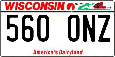 WI license plate 560ONZ