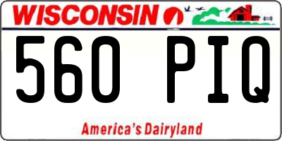 WI license plate 560PIQ