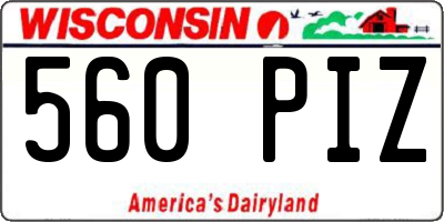 WI license plate 560PIZ