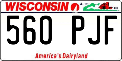WI license plate 560PJF