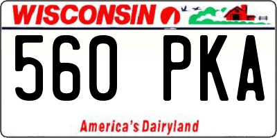 WI license plate 560PKA