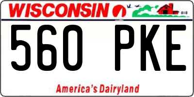 WI license plate 560PKE