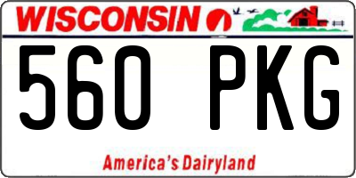 WI license plate 560PKG