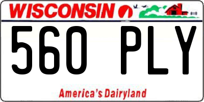 WI license plate 560PLY