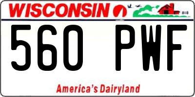 WI license plate 560PWF