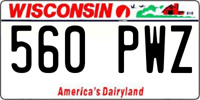 WI license plate 560PWZ