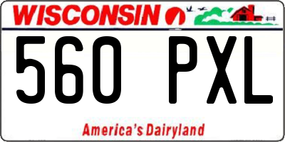 WI license plate 560PXL