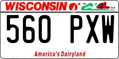 WI license plate 560PXW