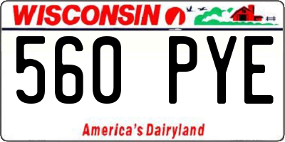 WI license plate 560PYE