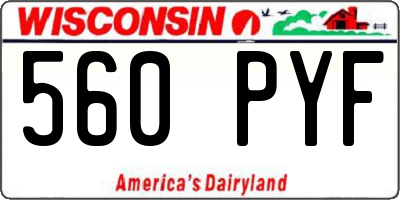 WI license plate 560PYF