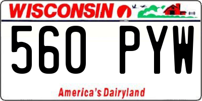 WI license plate 560PYW