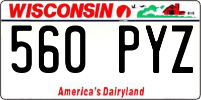 WI license plate 560PYZ