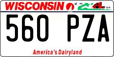 WI license plate 560PZA