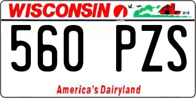 WI license plate 560PZS