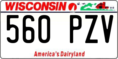 WI license plate 560PZV