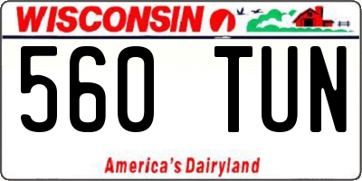 WI license plate 560TUN