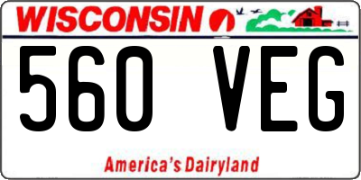 WI license plate 560VEG