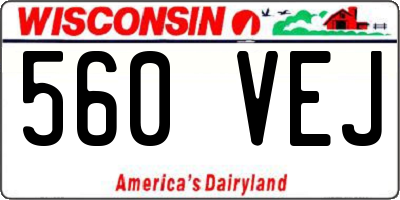 WI license plate 560VEJ