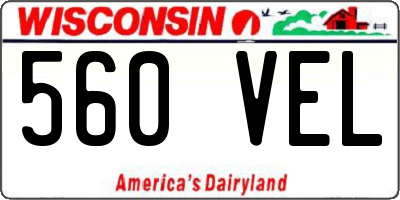 WI license plate 560VEL