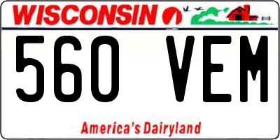 WI license plate 560VEM