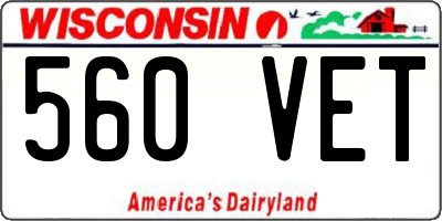 WI license plate 560VET