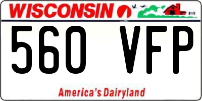 WI license plate 560VFP
