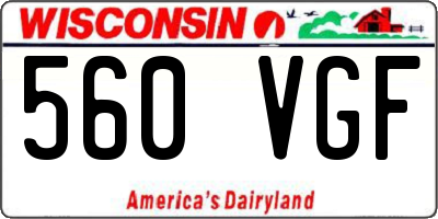 WI license plate 560VGF
