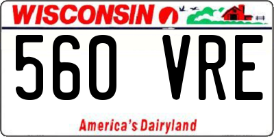 WI license plate 560VRE