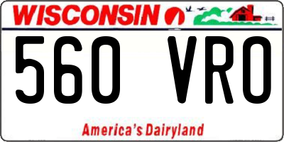 WI license plate 560VRO